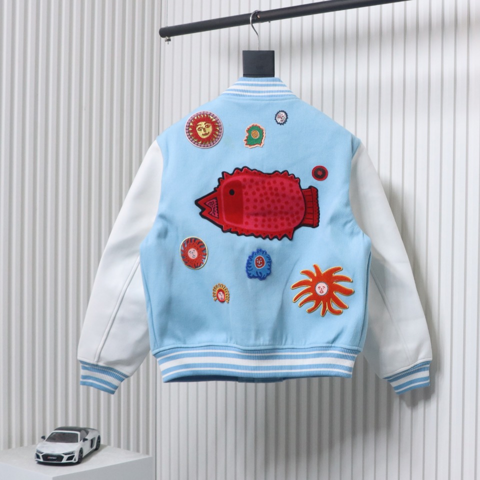 Louis Vuitton Yayoi Kusama Co-Branded Sunfish Label Baseball Jacket