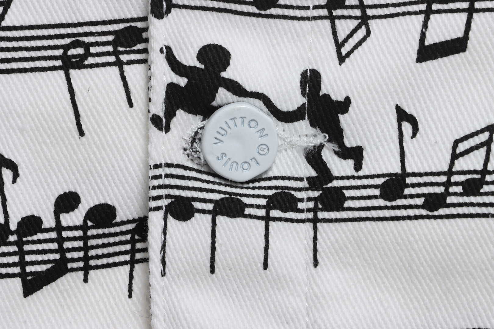 (Special Offer) Louis Vuitton Sheet Music Print Denim Jacket White