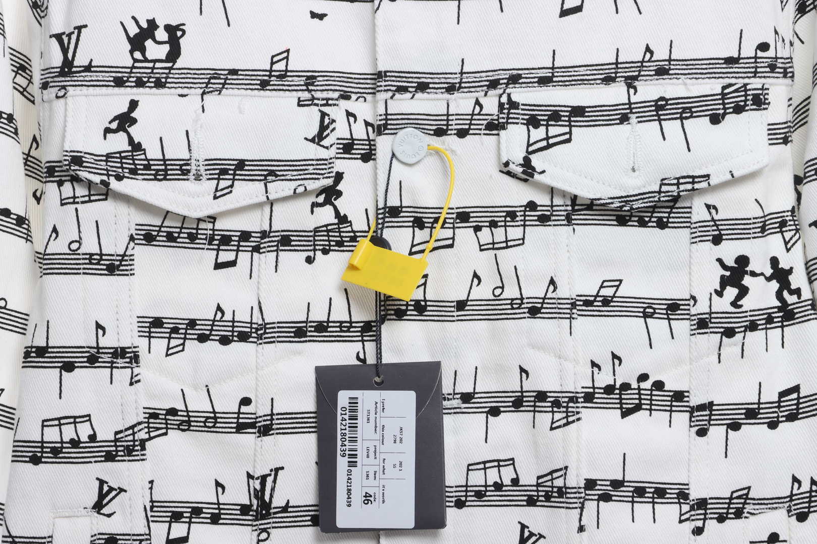 (Special Offer) Louis Vuitton Sheet Music Print Denim Jacket White