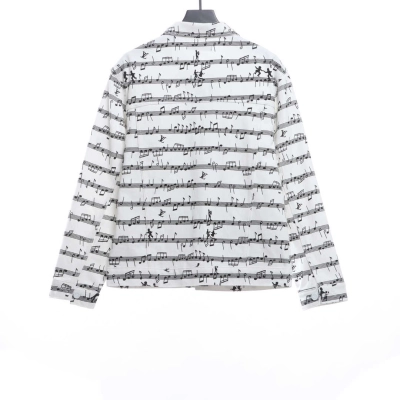 (Special Offer) Louis Vuitton Sheet Music Print Denim Jacket White 02