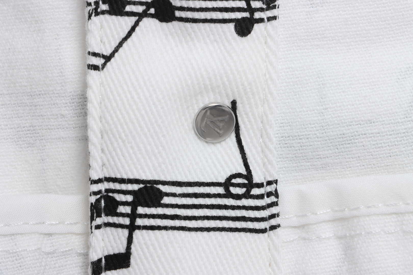 (Special Offer) Louis Vuitton Sheet Music Print Denim Jacket White