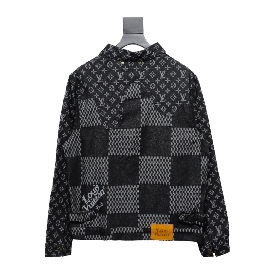 Louis Vuitton 20Fw Checkerboard Pattern Denim Long Sleeve Jacket Black