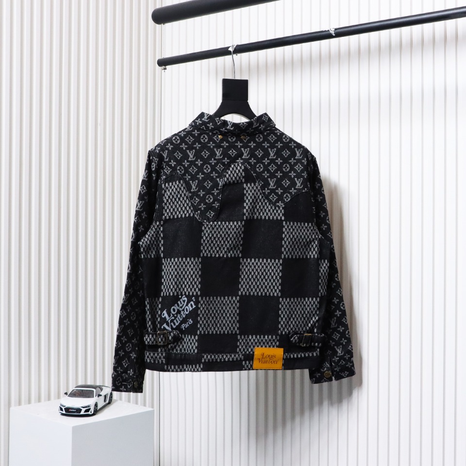 Louis Vuitton 20Fw Checkerboard Pattern Denim Long Sleeve Jacket Black
