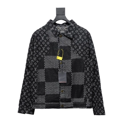 Louis Vuitton 20Fw Checkerboard Pattern Denim Long Sleeve Jacket Black 01
