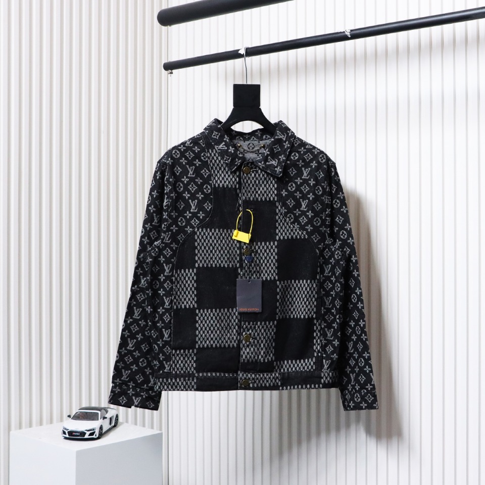 Louis Vuitton 20Fw Checkerboard Pattern Denim Long Sleeve Jacket Black