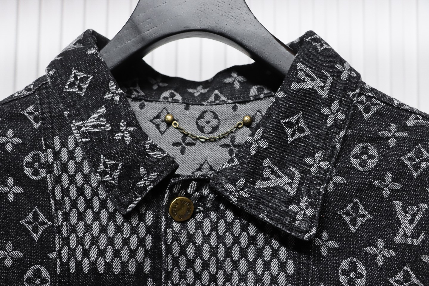 Louis Vuitton 20Fw Checkerboard Pattern Denim Long Sleeve Jacket Black