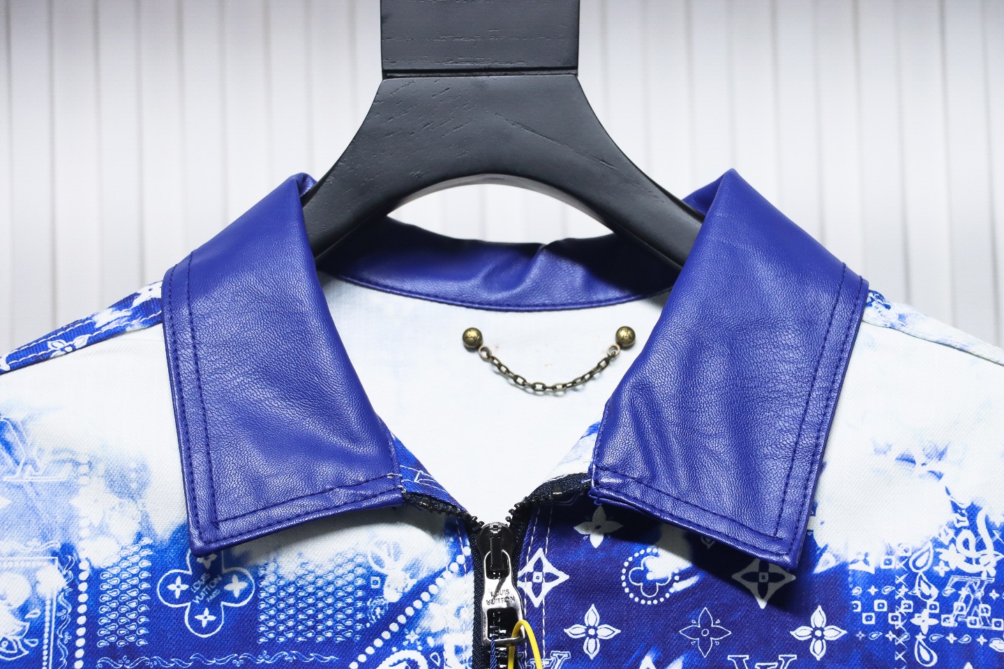 Louis Vuitton 22ss New Scarf Print Mixed Leather And Denim Jacket