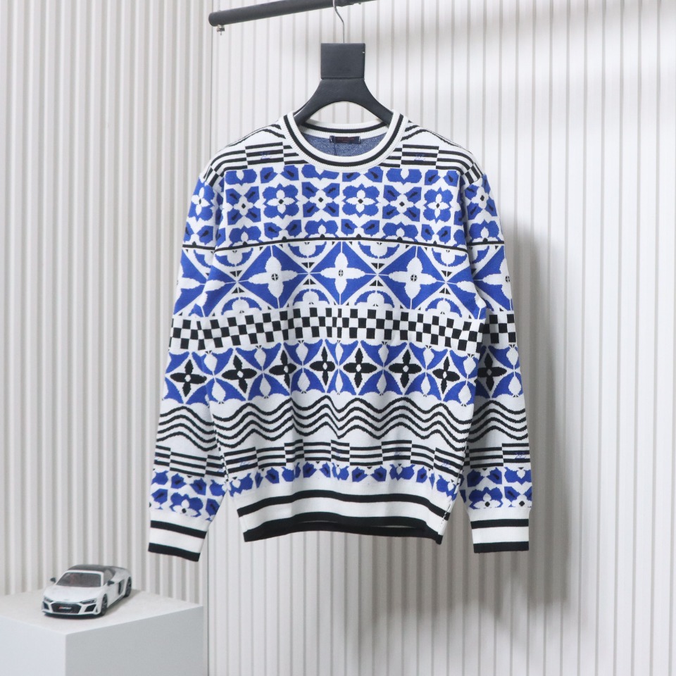 Louis Vuitton 23Fw Geometric Jacquard Knit Sweater