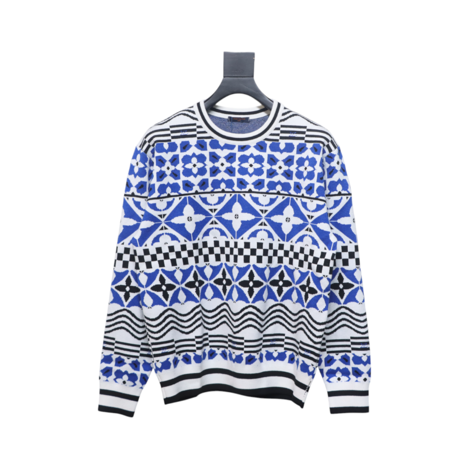 Louis Vuitton 23Fw Geometric Jacquard Knit Sweater