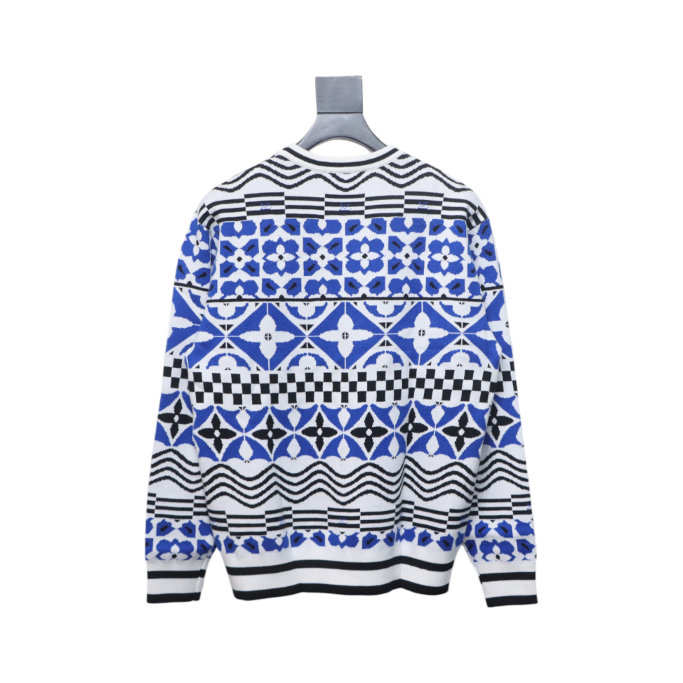 Louis Vuitton 23Fw Geometric Jacquard Knit Sweater