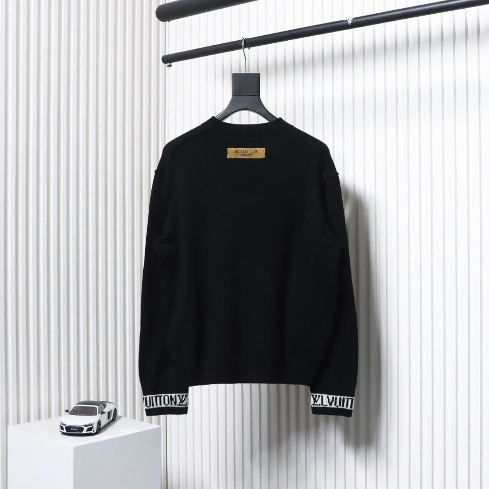 Louis Vuitton 24FW Cuff Jacquard Sweater Black