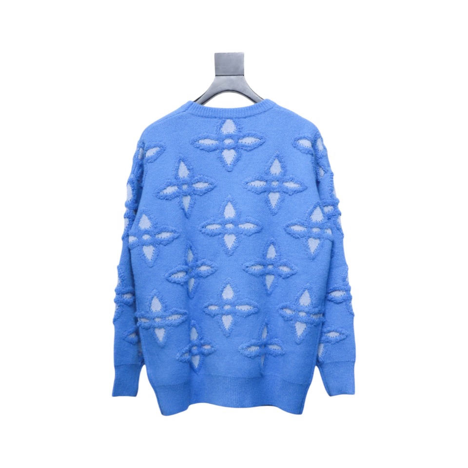 Louis Vuitton 24Fw Jacquard Four-Leaf Clover Logo Crew Neck Sweater