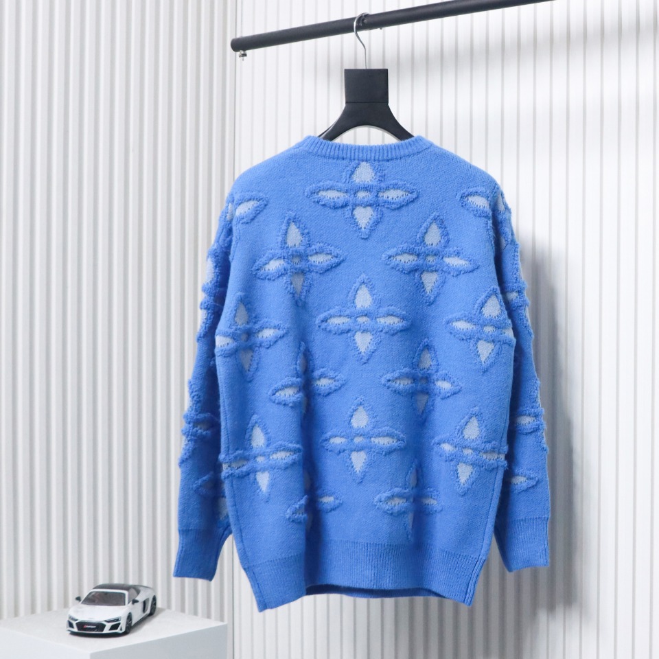 Louis Vuitton 24Fw Jacquard Four-Leaf Clover Logo Crew Neck Sweater