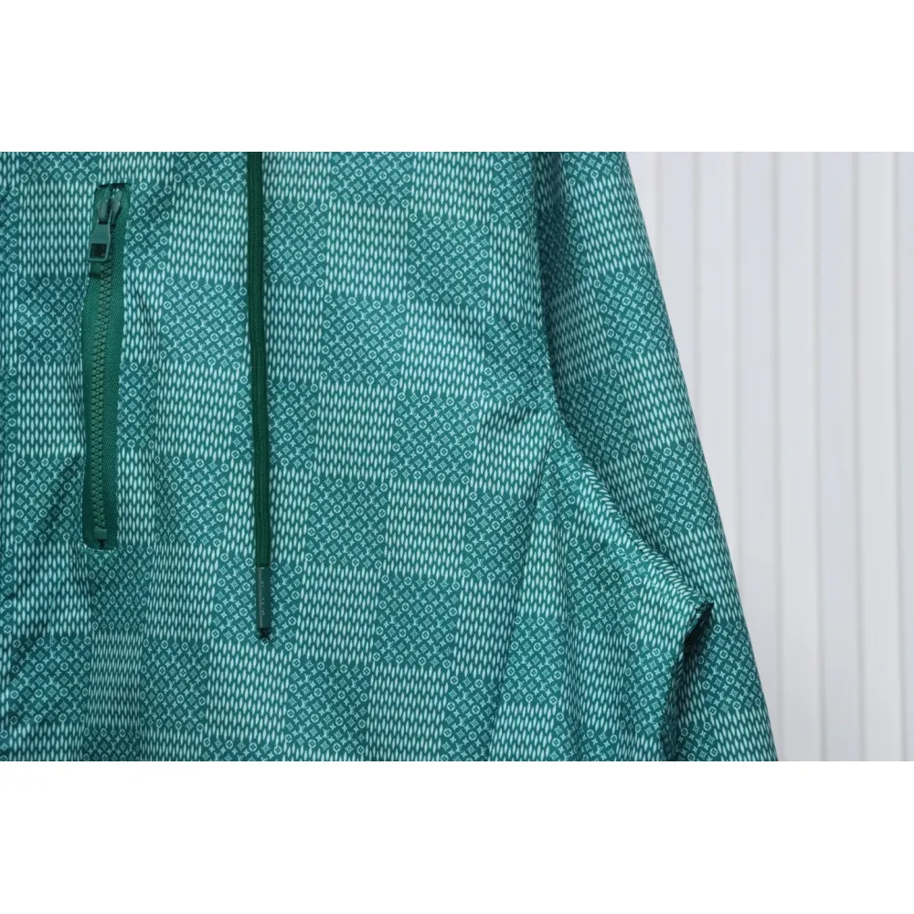 Louis Vuitton 24ss Green Checkered Hooded Windbreaker Jacket