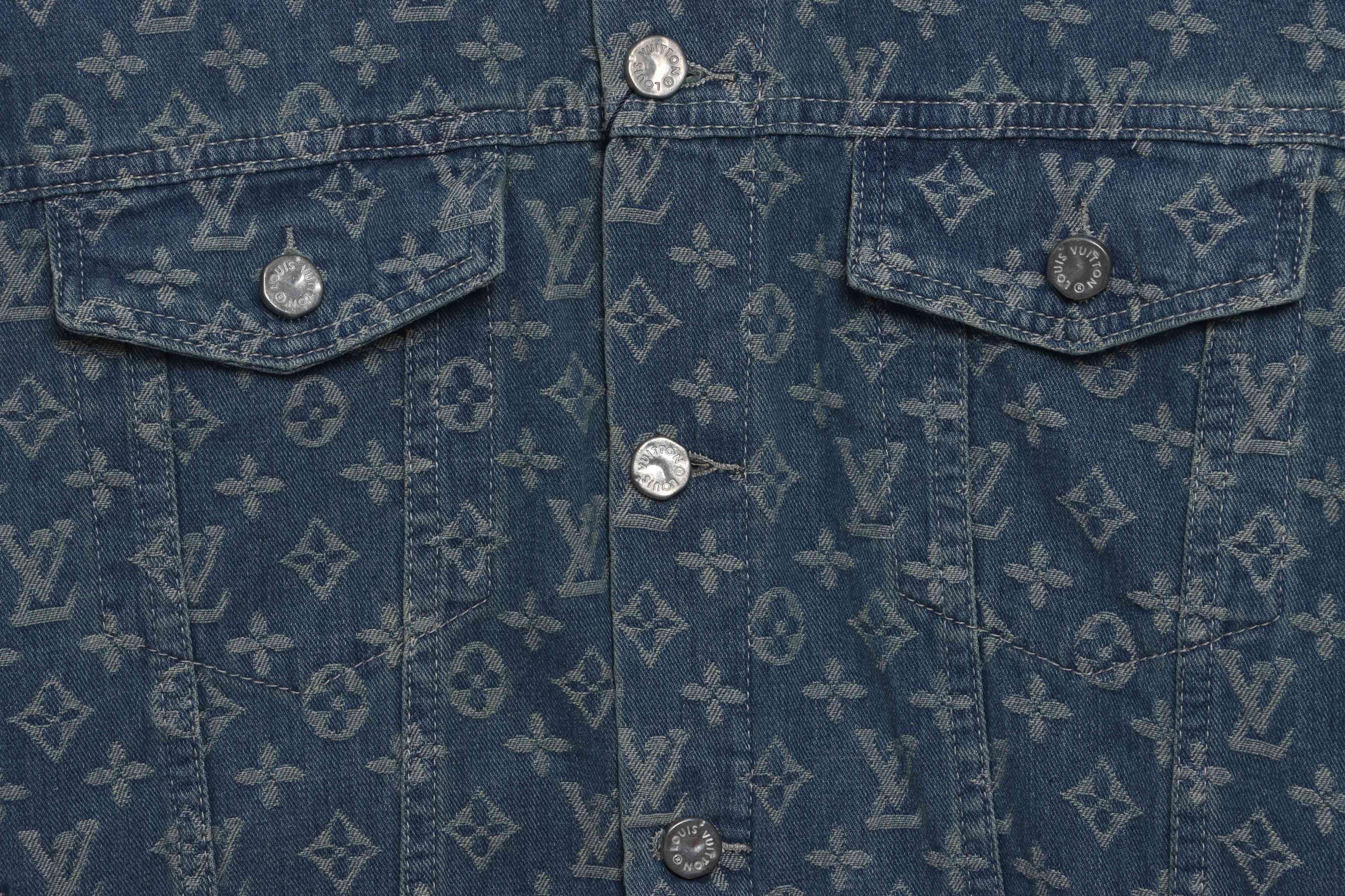 Louis Vuitton Cartoon Bear Embroidered Jacquard Denim Jacket