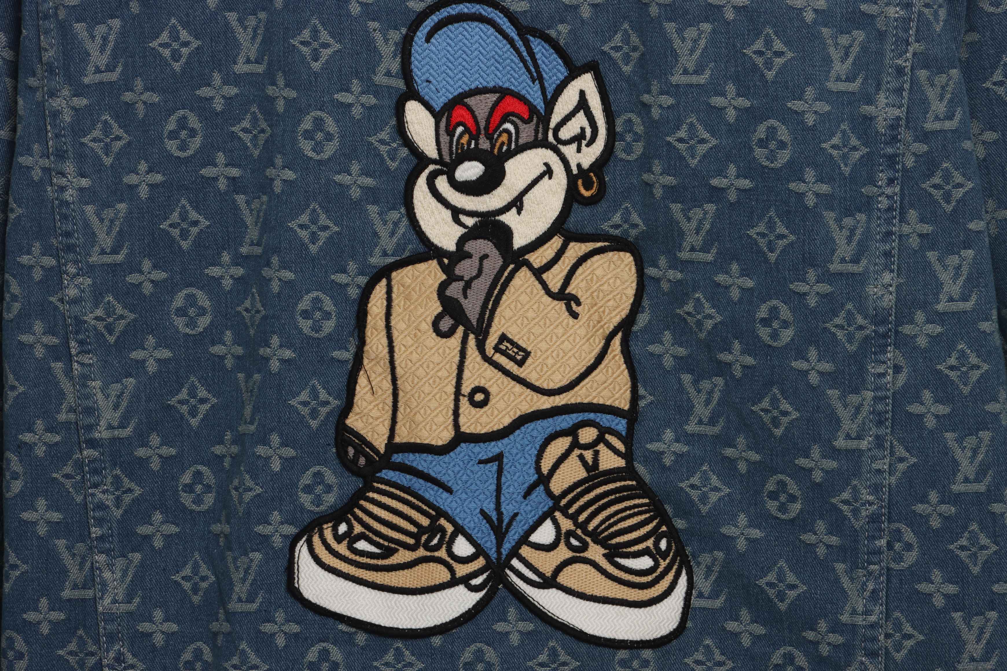 Louis Vuitton Cartoon Bear Embroidered Jacquard Denim Jacket