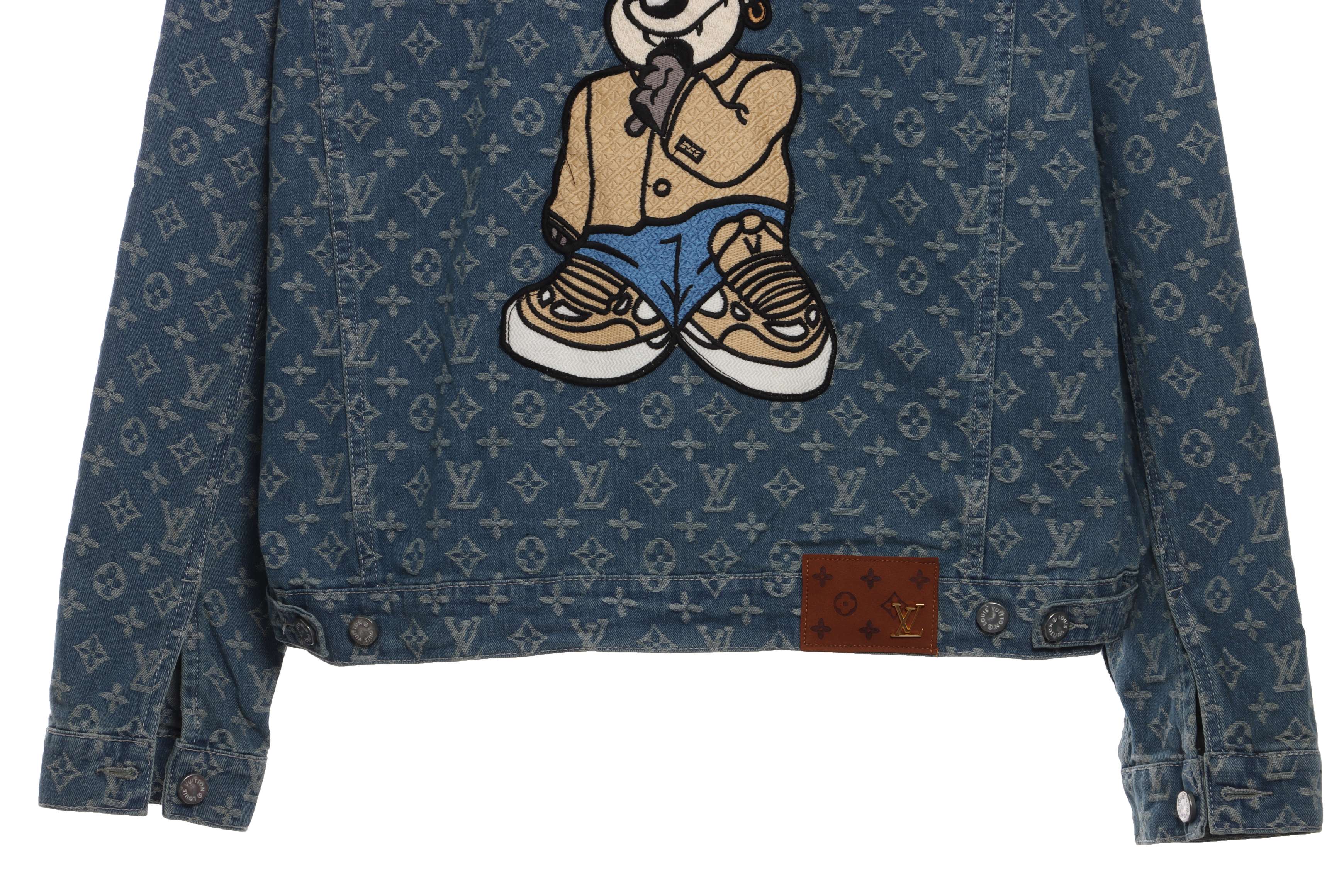 Louis Vuitton Cartoon Bear Embroidered Jacquard Denim Jacket