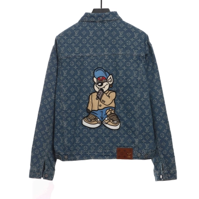 Louis Vuitton Cartoon Bear Embroidered Jacquard Denim Jacket 02