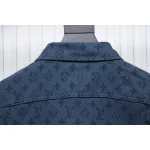 Louis Vuitton Classic All Over Print Monogram Jacquard Workwear Denim Jacket Navy Blue