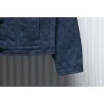Louis Vuitton Classic All Over Print Monogram Jacquard Workwear Denim Jacket Navy Blue