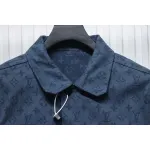 Louis Vuitton Classic All Over Print Monogram Jacquard Workwear Denim Jacket Navy Blue