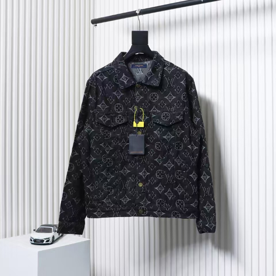 Louis Vuitton Denim Jacket With Floral Print Black