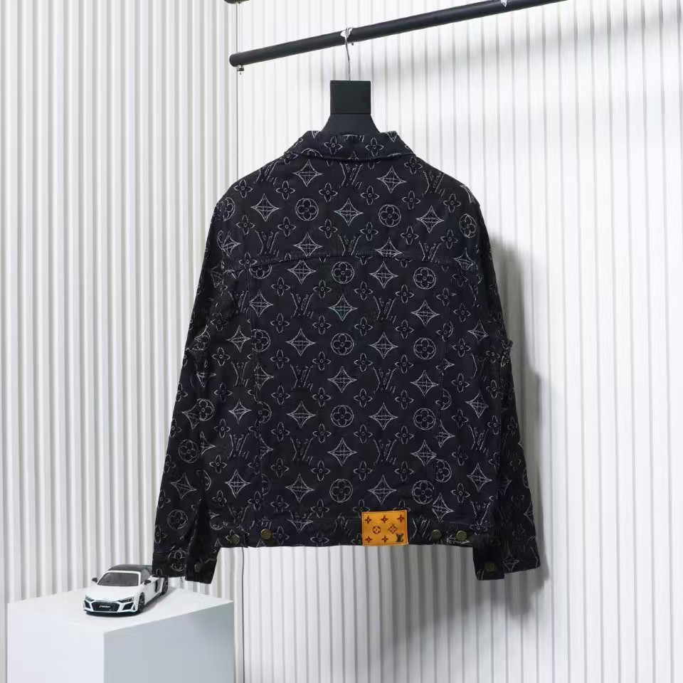 Louis Vuitton Denim Jacket With Floral Print Black