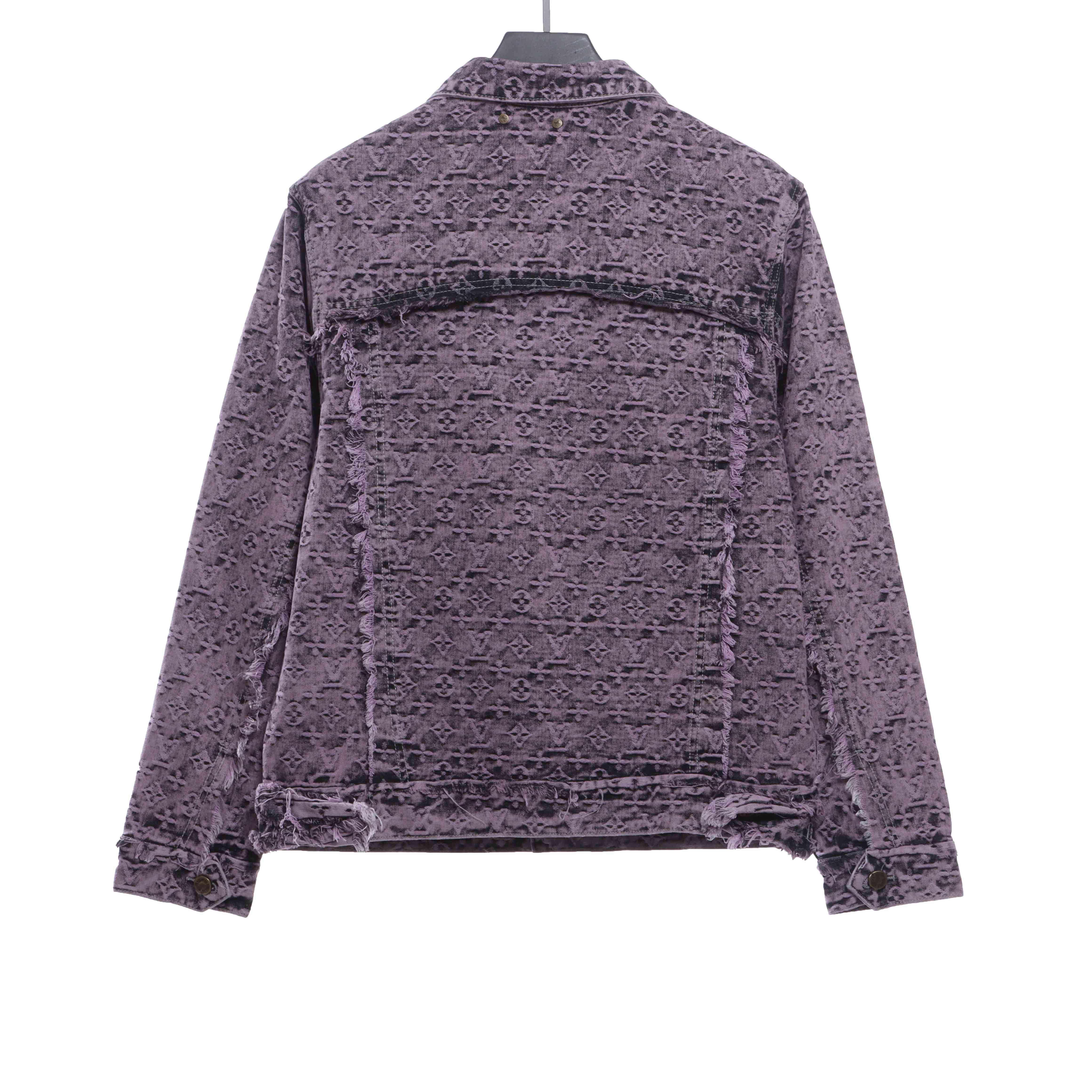 Louis Vuitton Distressed Jacquard Fringe Denim Jacket
