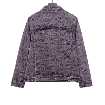 Louis Vuitton Distressed Jacquard Fringe Denim Jacket 02