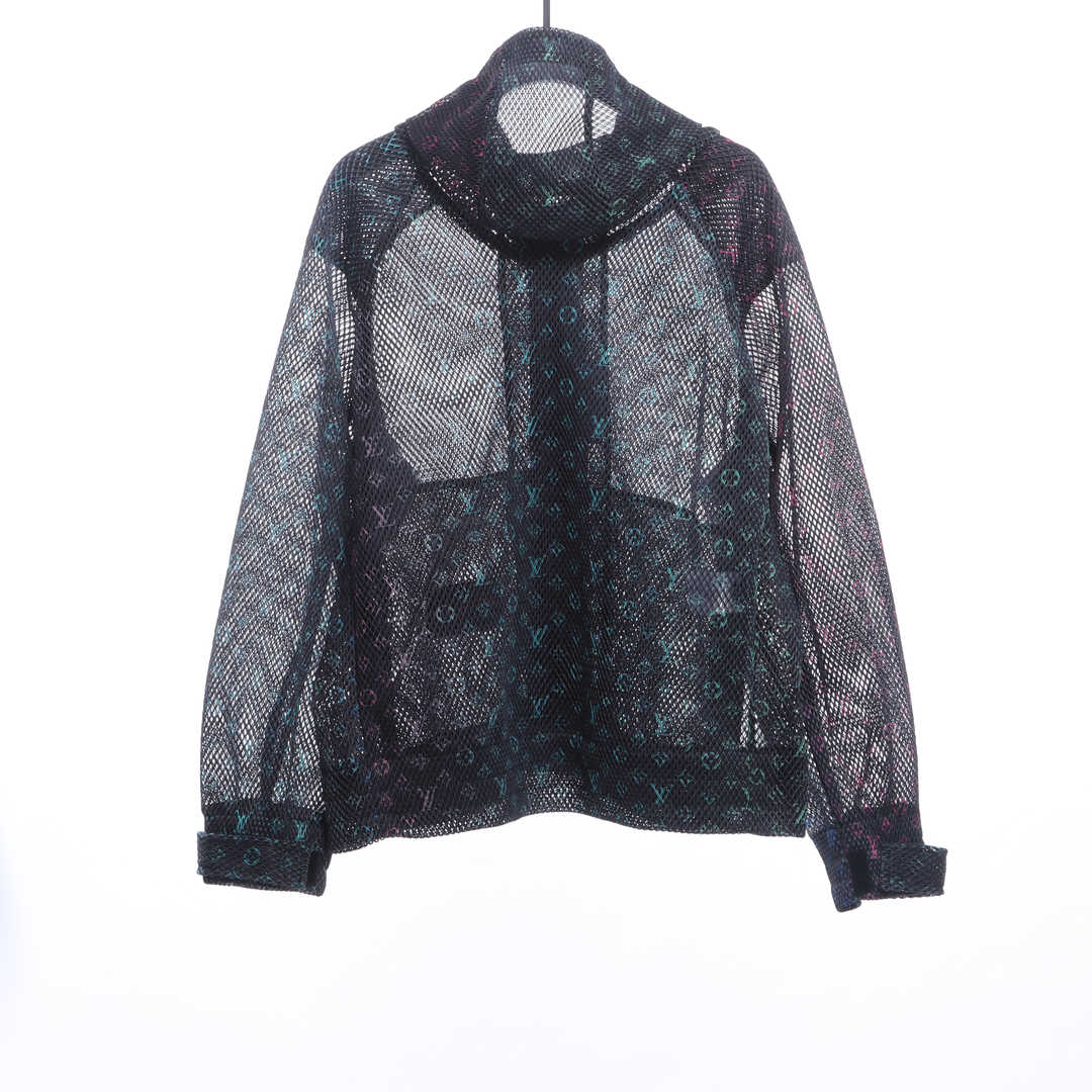 Louis Vuitton Gradient Old Flower Mesh Hooded Jacket Black