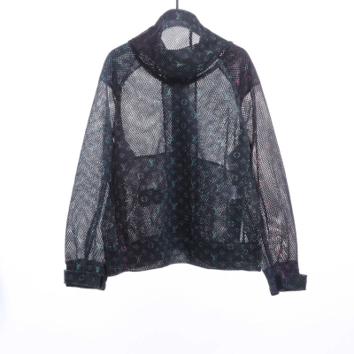 Louis Vuitton Gradient Old Flower Mesh Hooded Jacket Black 02