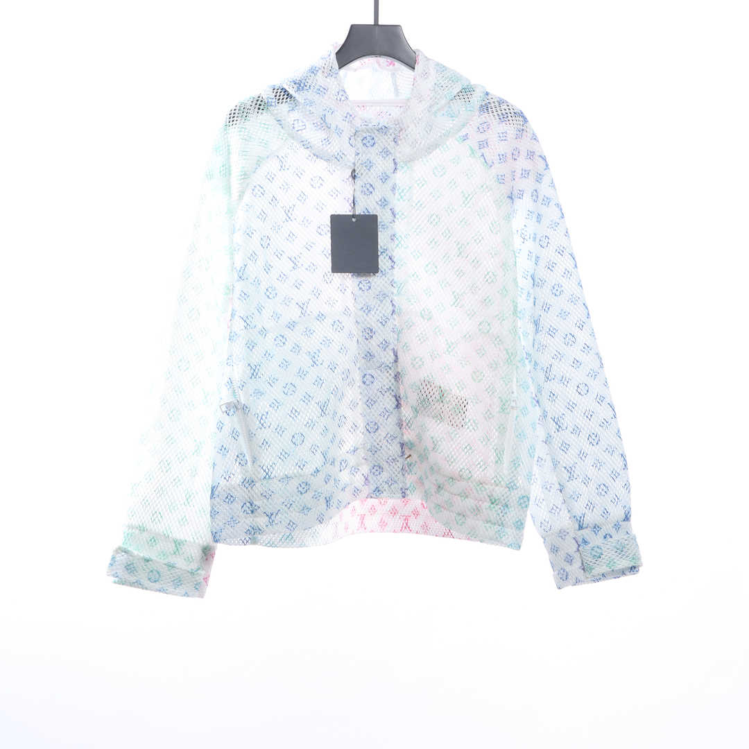 Louis Vuitton Gradient Old Flower Mesh Hooded Jacket White
