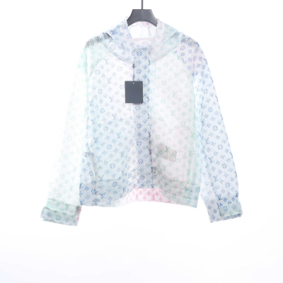 Louis Vuitton Gradient Old Flower Mesh Hooded Jacket White 01