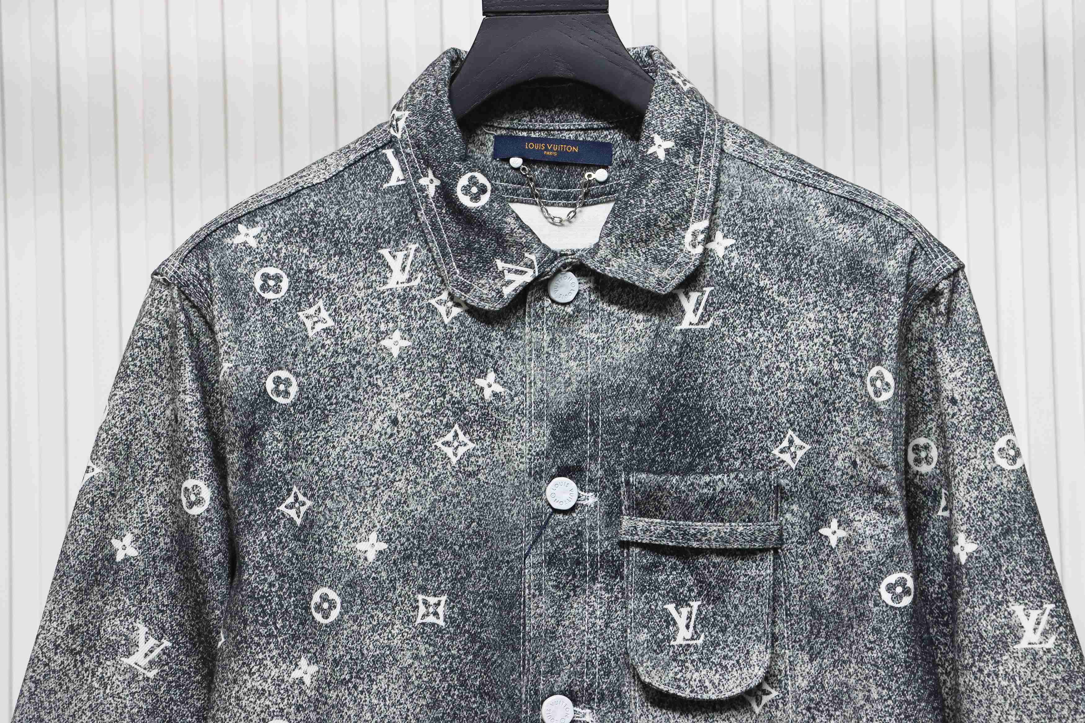 Louis Vuitton Gradient Starry Gray Denim Jacket Black And White