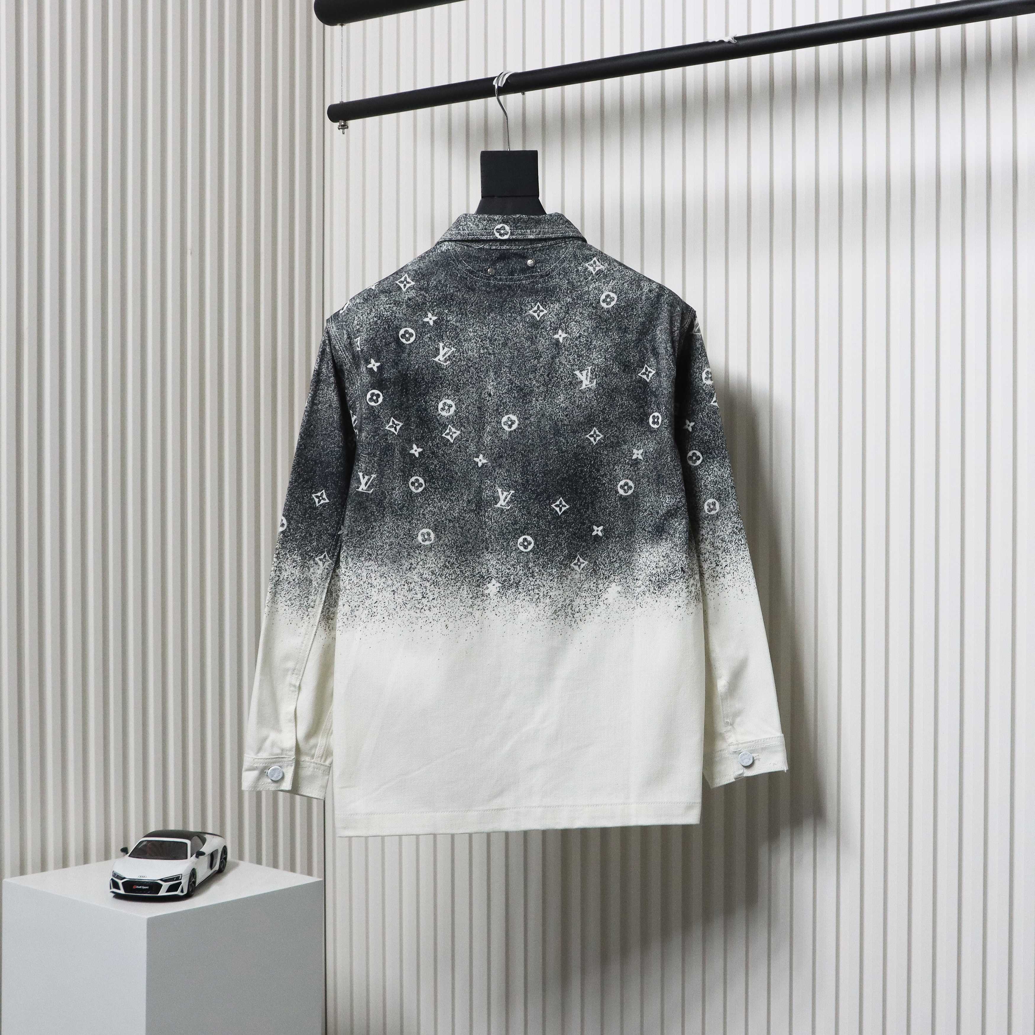 Louis Vuitton Gradient Starry Gray Denim Jacket Black And White