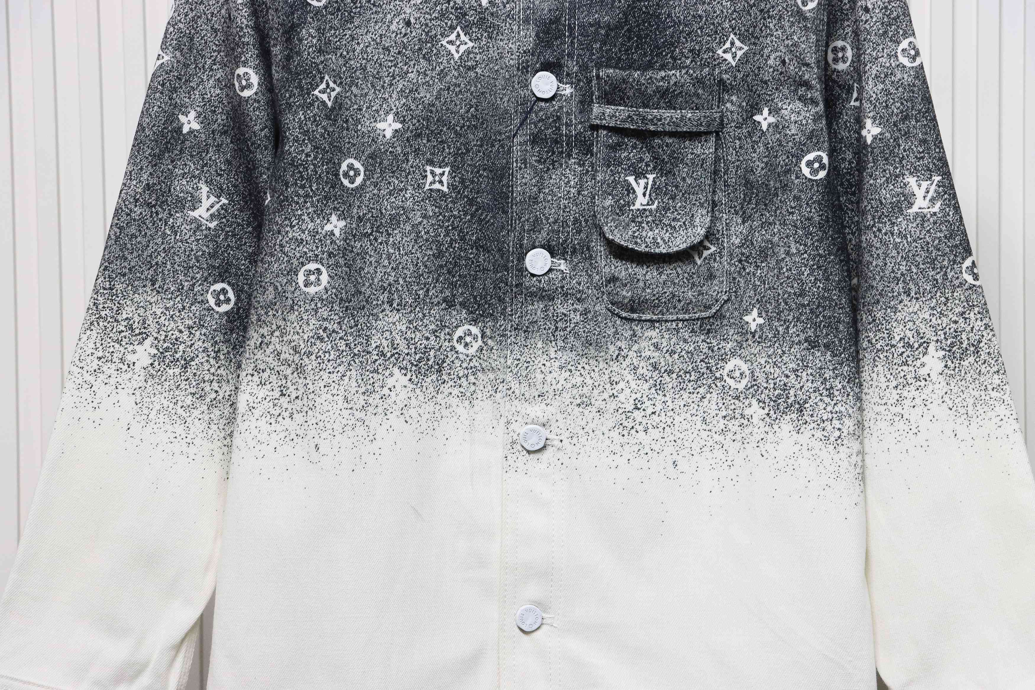 Louis Vuitton Gradient Starry Gray Denim Jacket Black And White