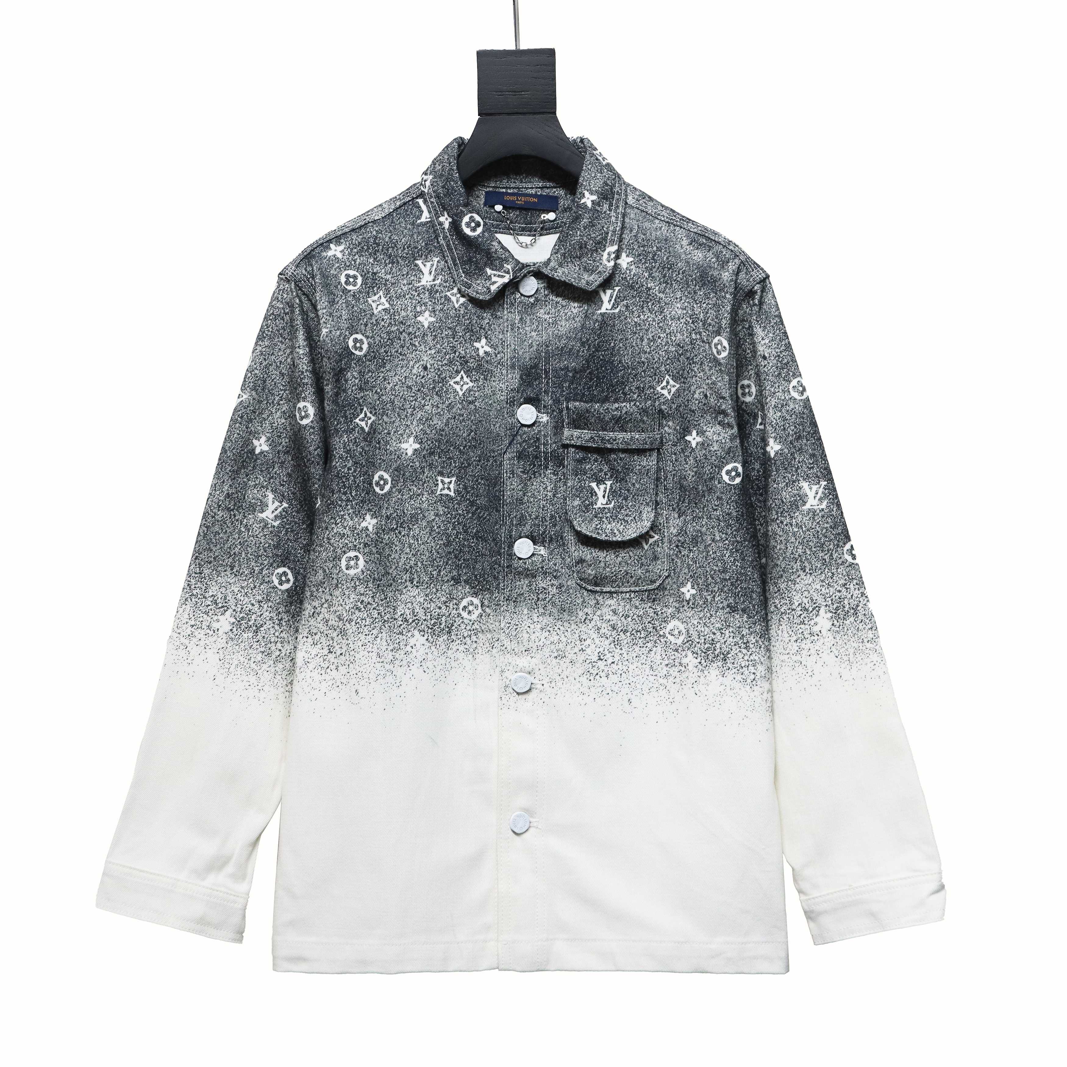 Louis Vuitton Gradient Starry Gray Denim Jacket Black And White