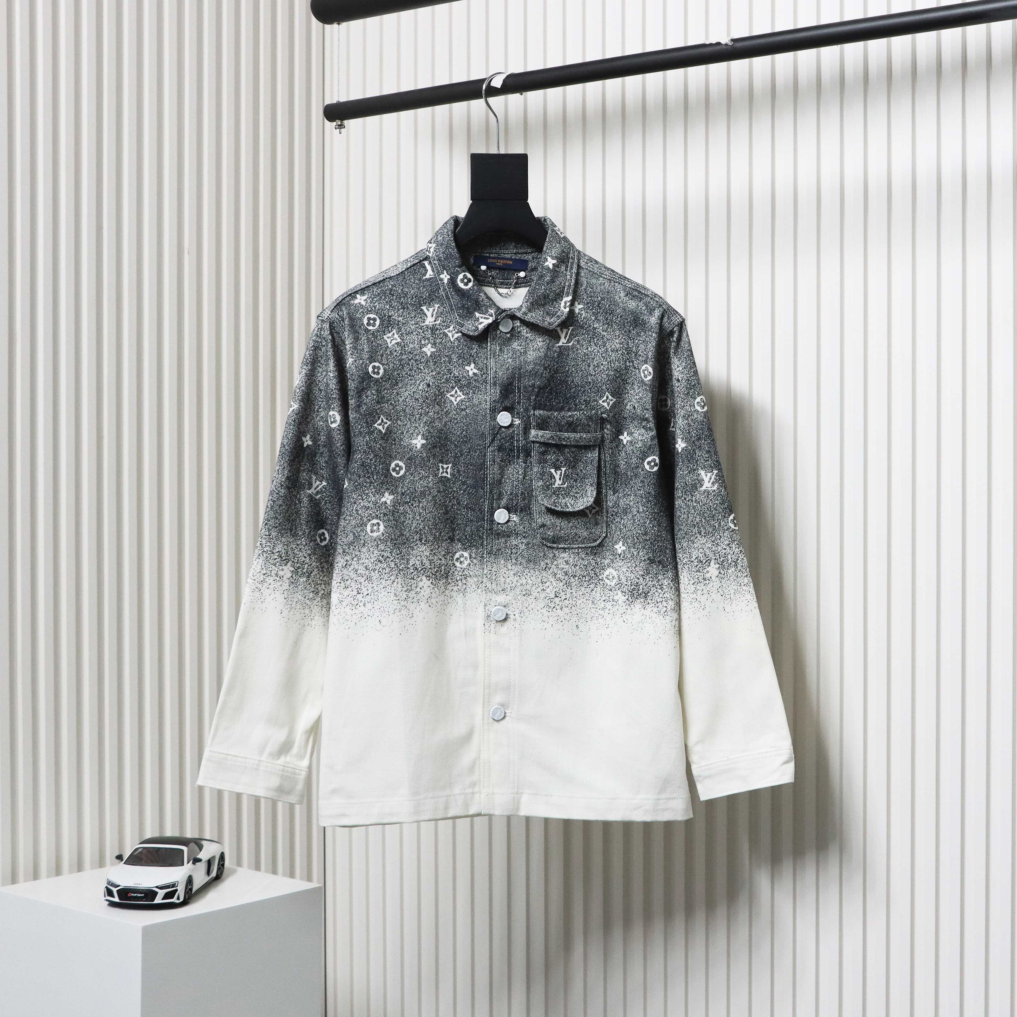Louis Vuitton Gradient Starry Gray Denim Jacket Black And White