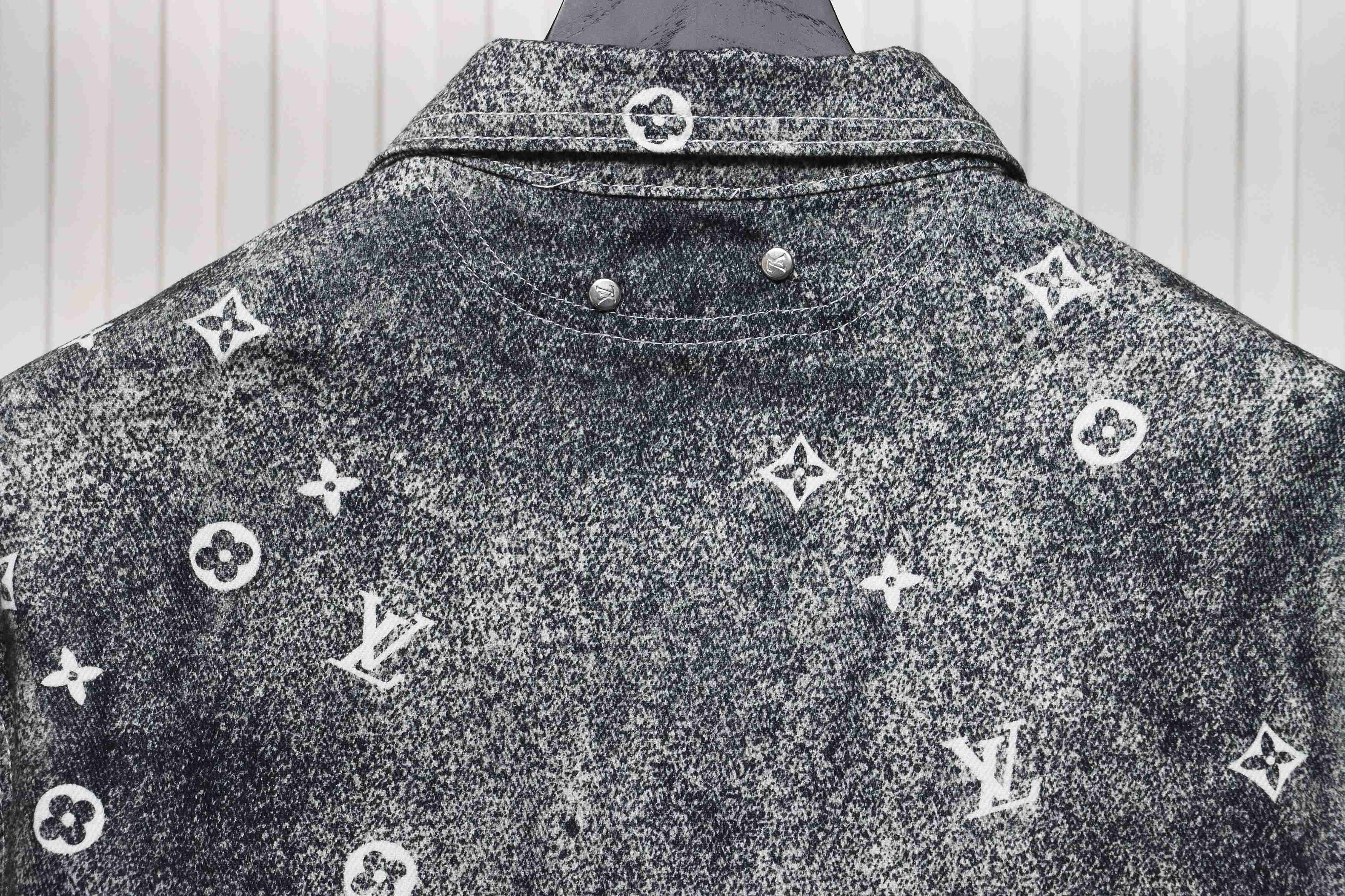 Louis Vuitton Gradient Starry Gray Denim Jacket Black And White