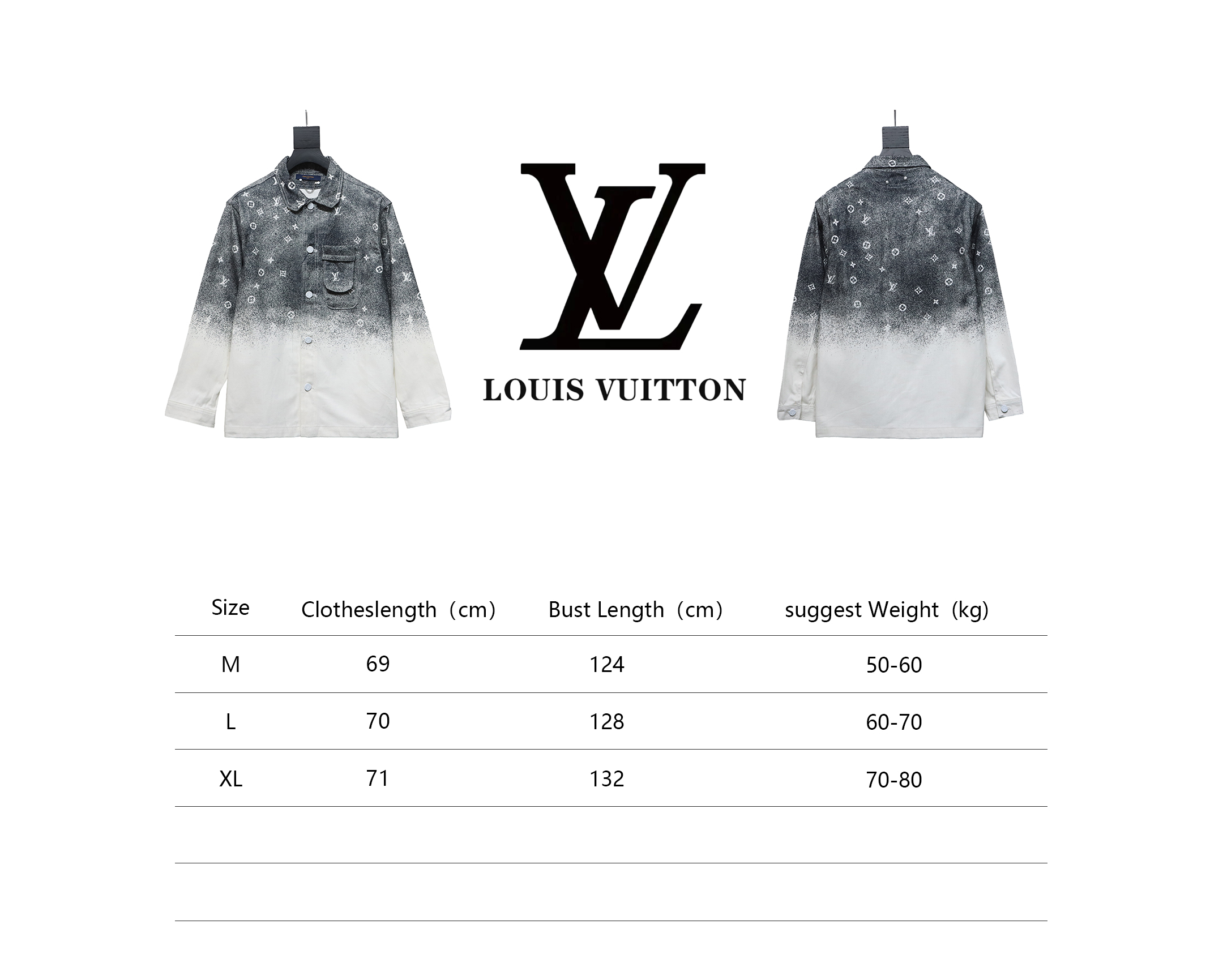 Louis Vuitton Gradient Starry Gray Denim Jacket Black And White
