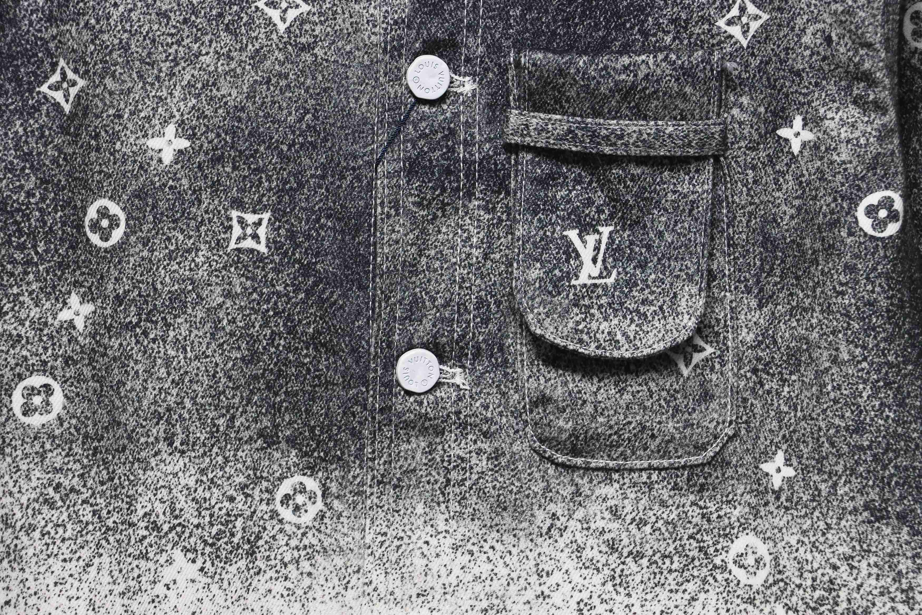 Louis Vuitton Gradient Starry Gray Denim Jacket Black And White