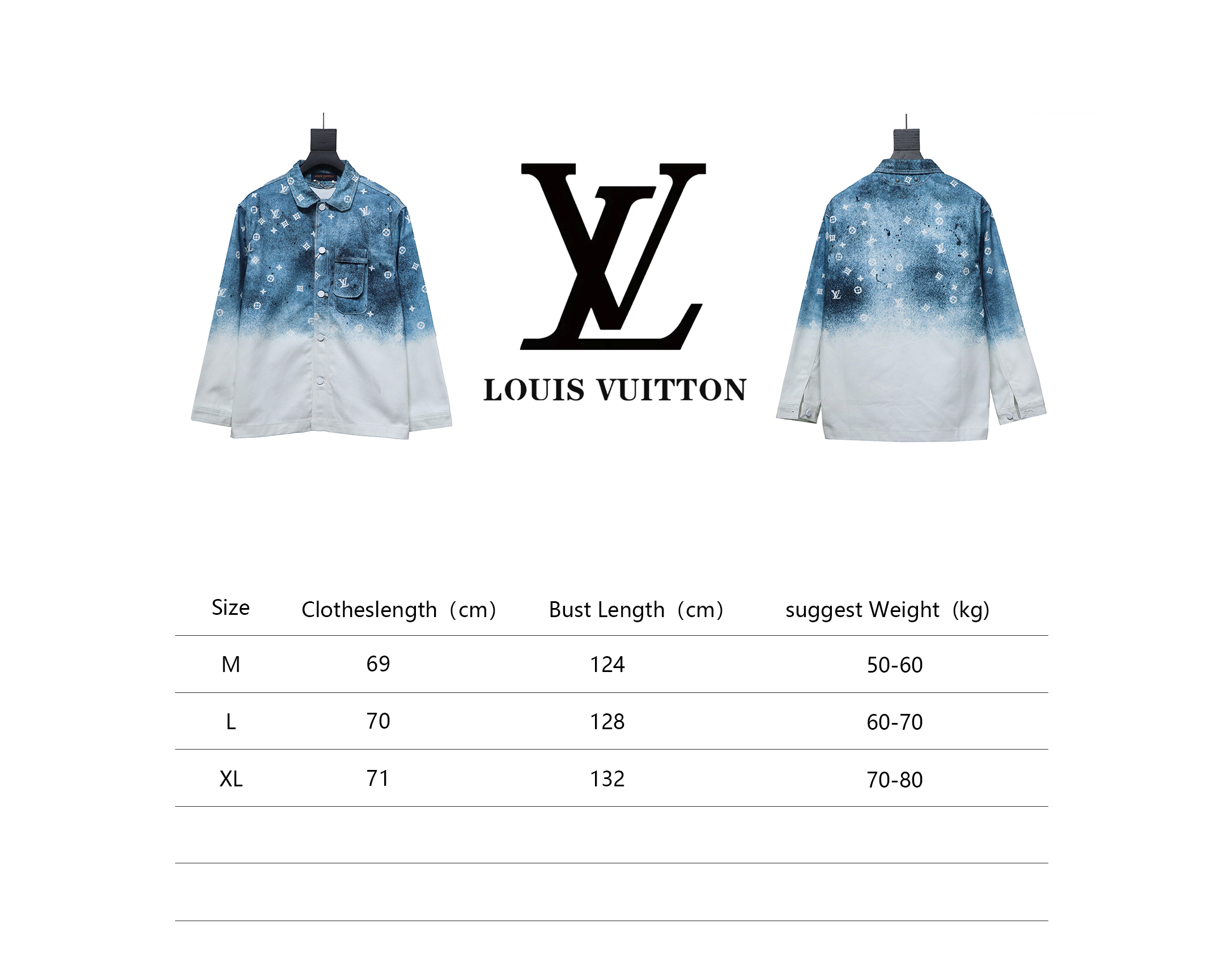 Louis Vuitton Gradient Starry Gray Denim Jacket Blue And White