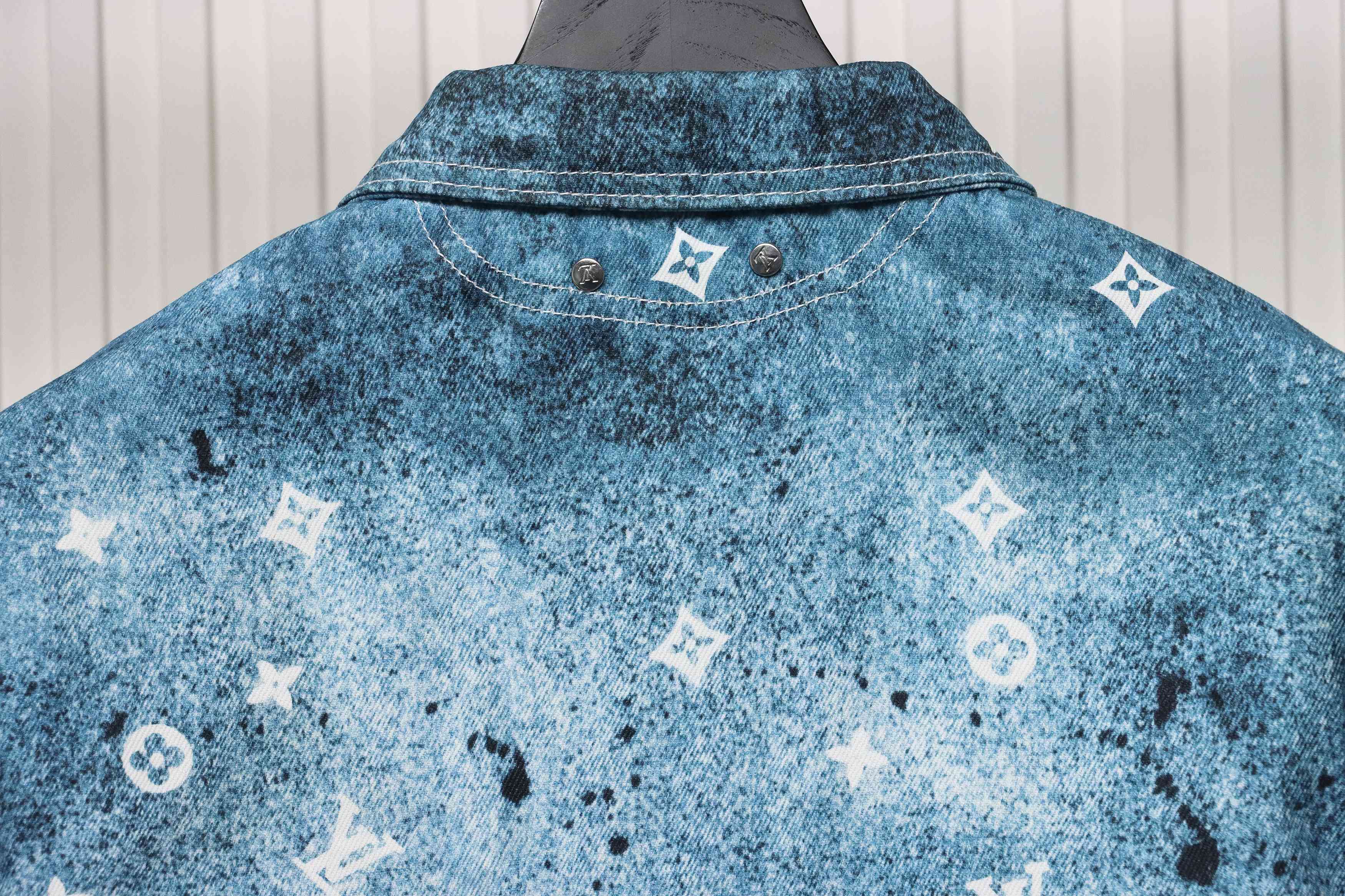 Louis Vuitton Gradient Starry Gray Denim Jacket Blue And White