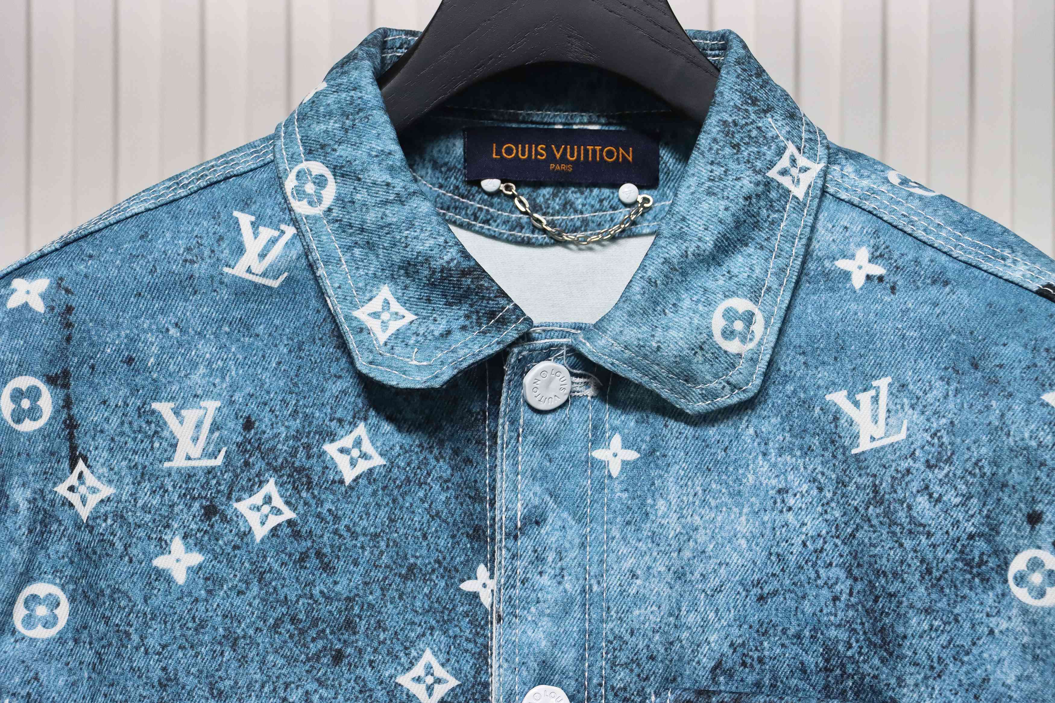 Louis Vuitton Gradient Starry Gray Denim Jacket Blue And White