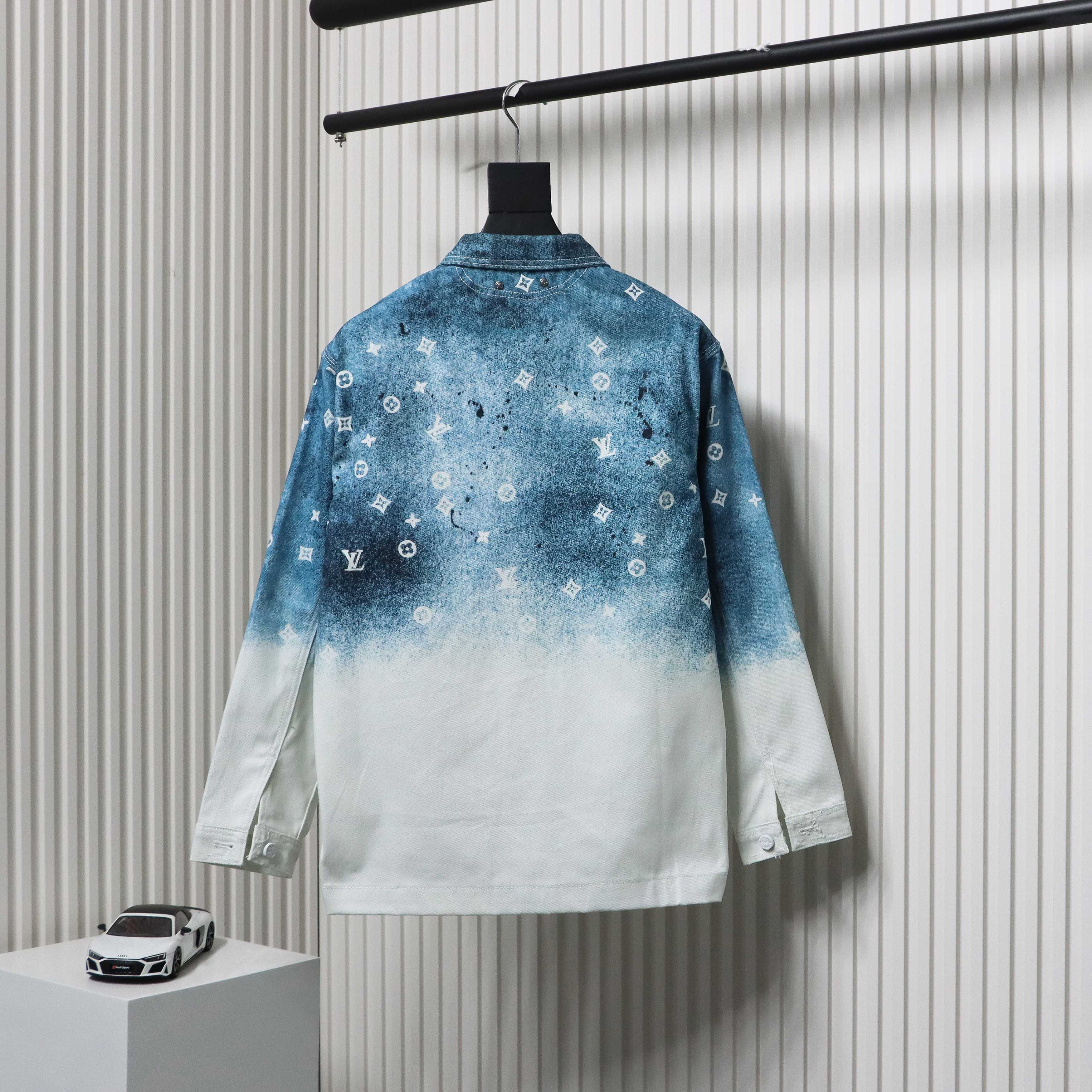 Louis Vuitton Gradient Starry Gray Denim Jacket Blue And White
