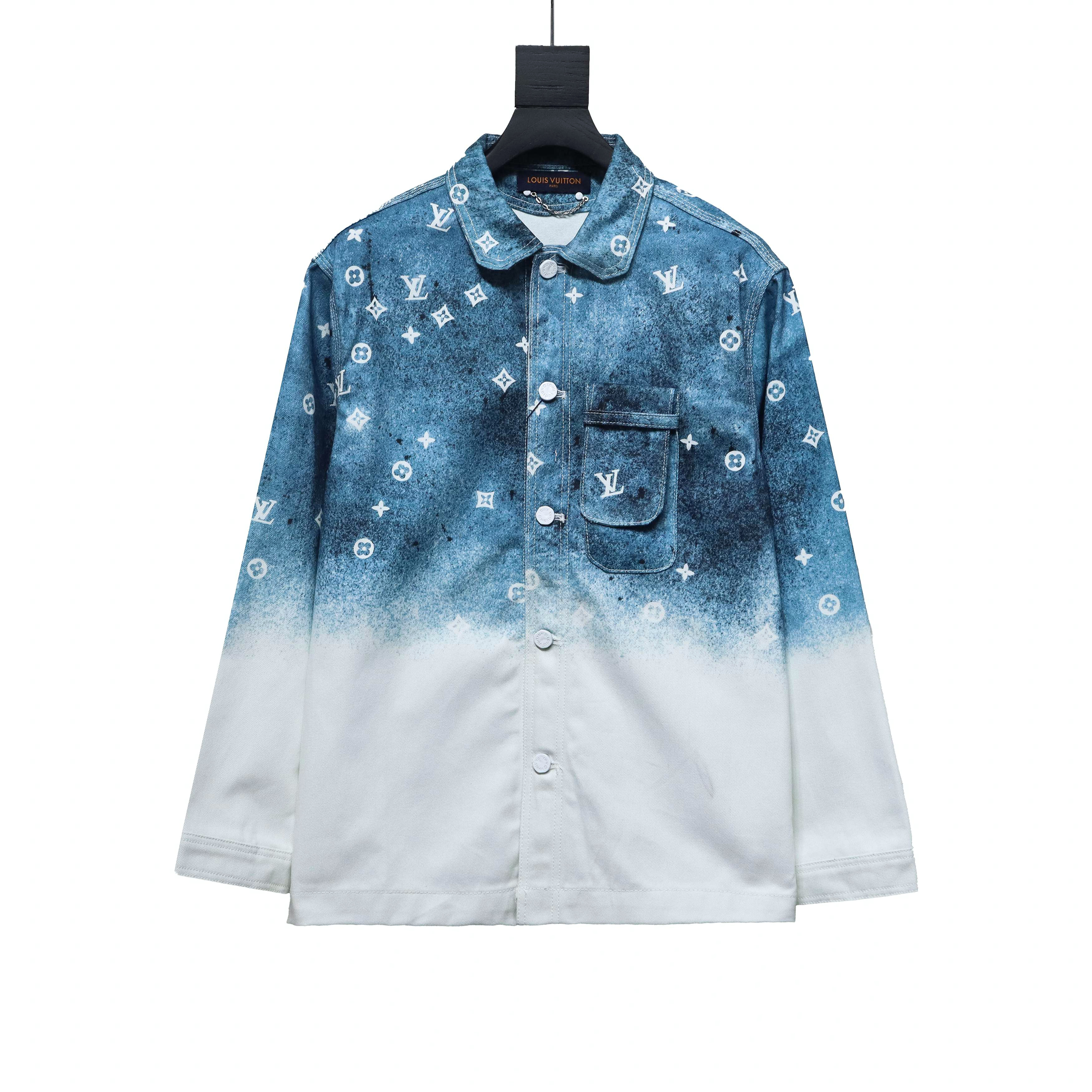 Louis Vuitton Gradient Starry Gray Denim Jacket Blue And White