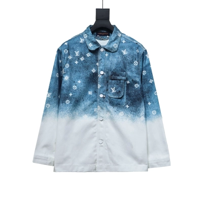 Louis Vuitton Gradient Starry Gray Denim Jacket Blue And White 01