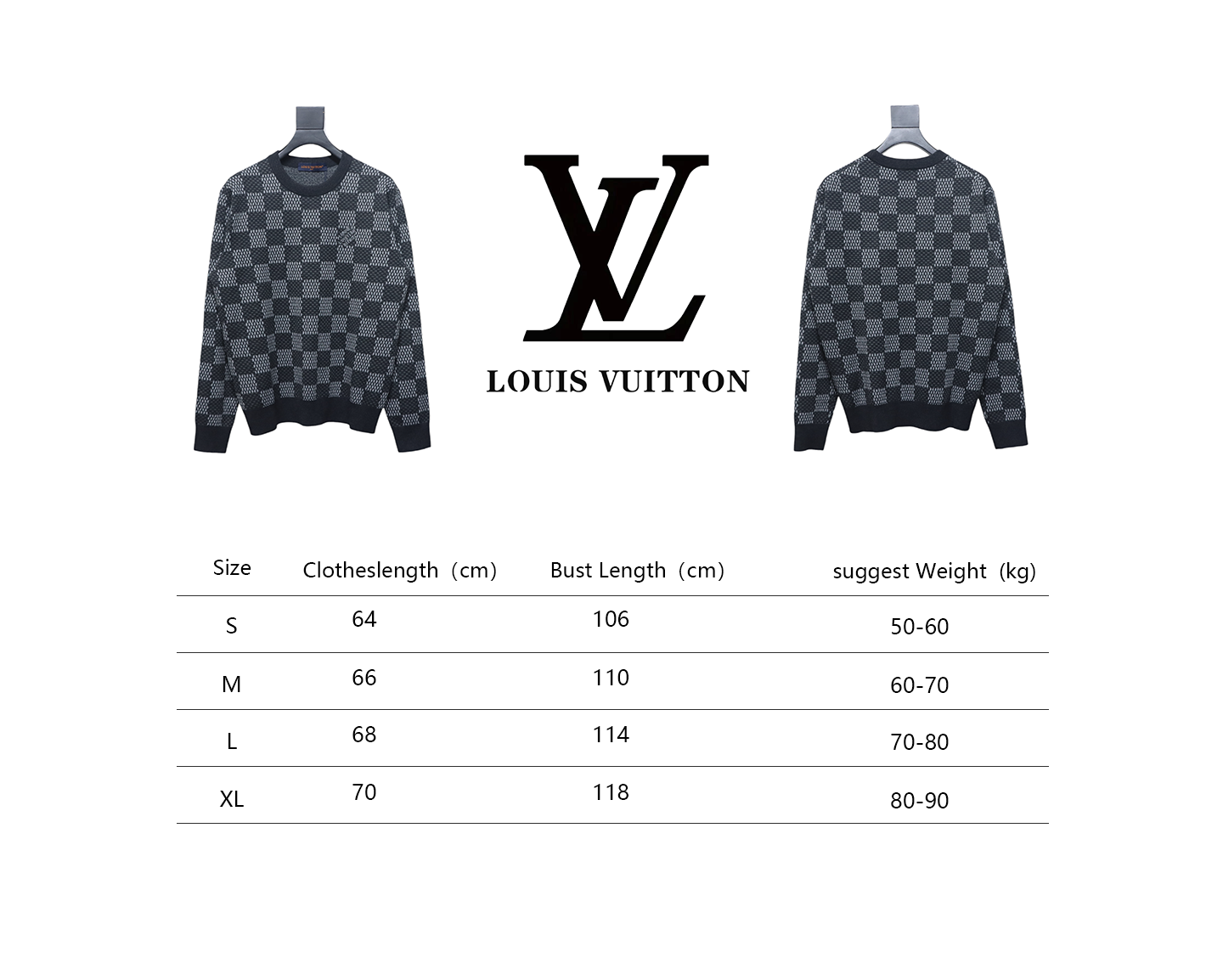 Louis Vuitton Grey Plaid Pullover Sweater