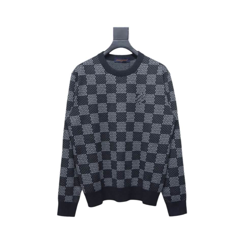 Louis Vuitton Grey Plaid Pullover Sweater