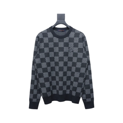 Louis Vuitton Grey Plaid Pullover Sweater 01